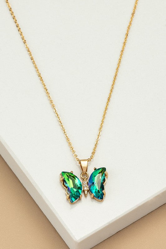 E138- 17522 Aurora Boreali butterfly  necklace