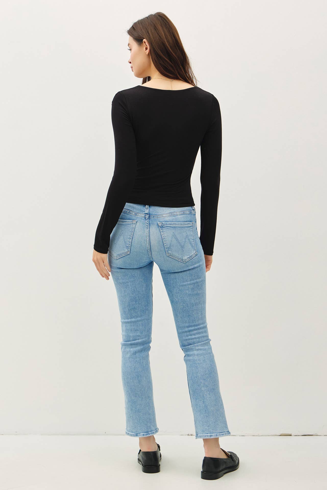 BASIC SQUARE NECK LONG SLEEVE TOP