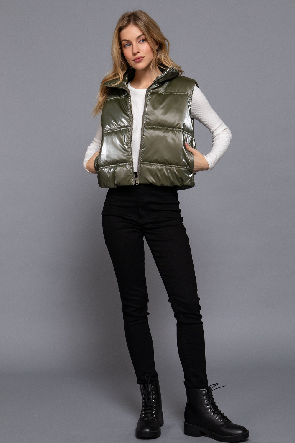 High neck zip vest