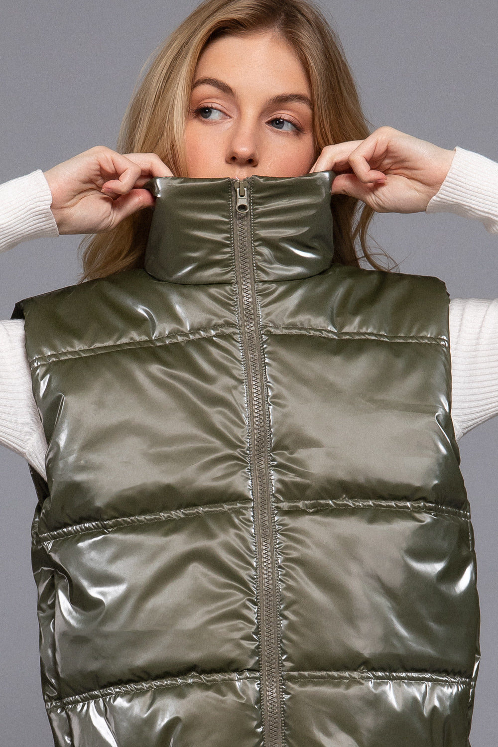 High neck zip vest