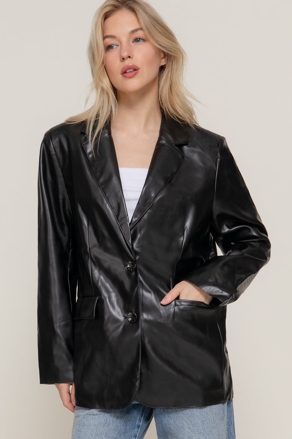 Slv faux leather blazer