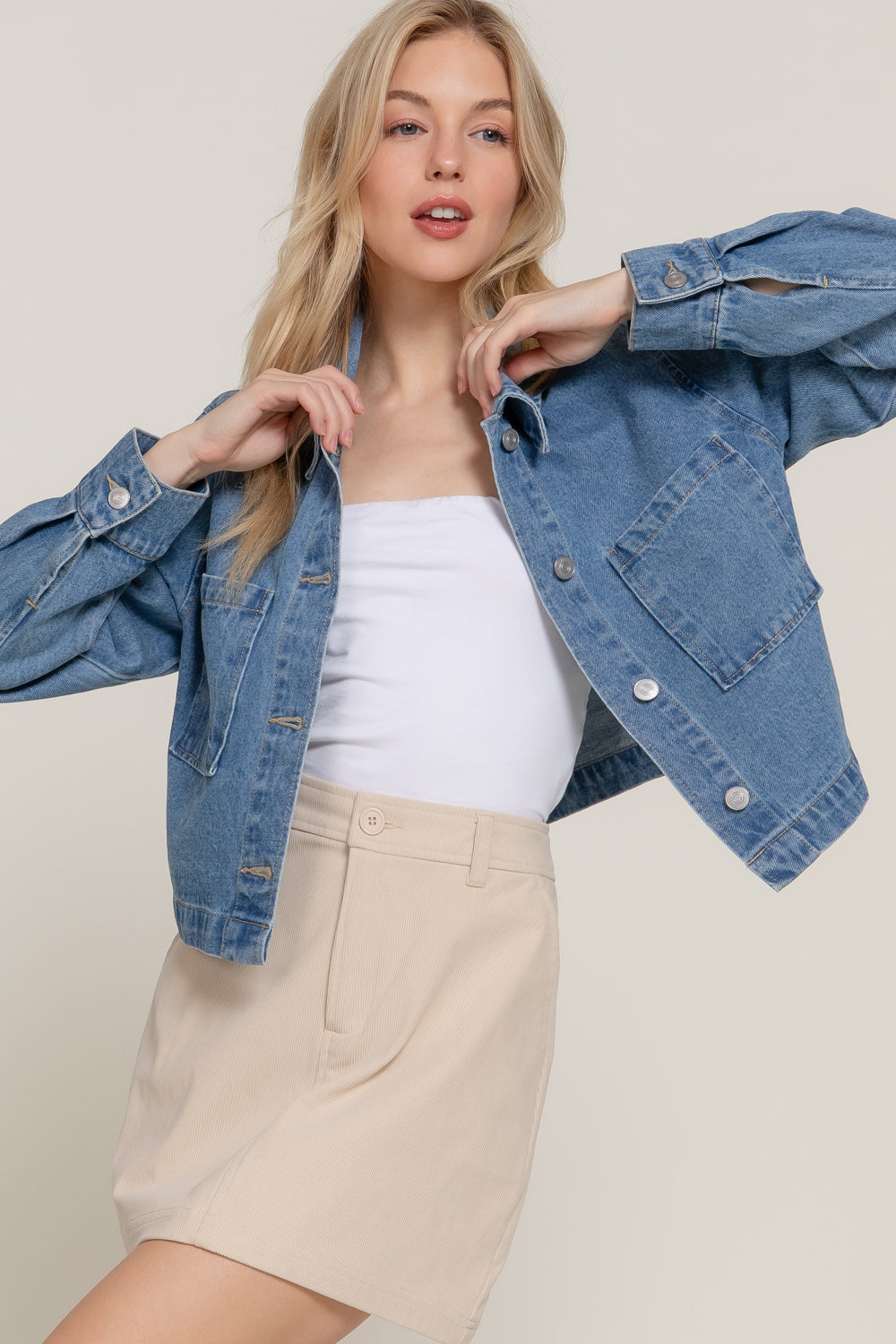 LONV SLV SHORT DENIM JACKET