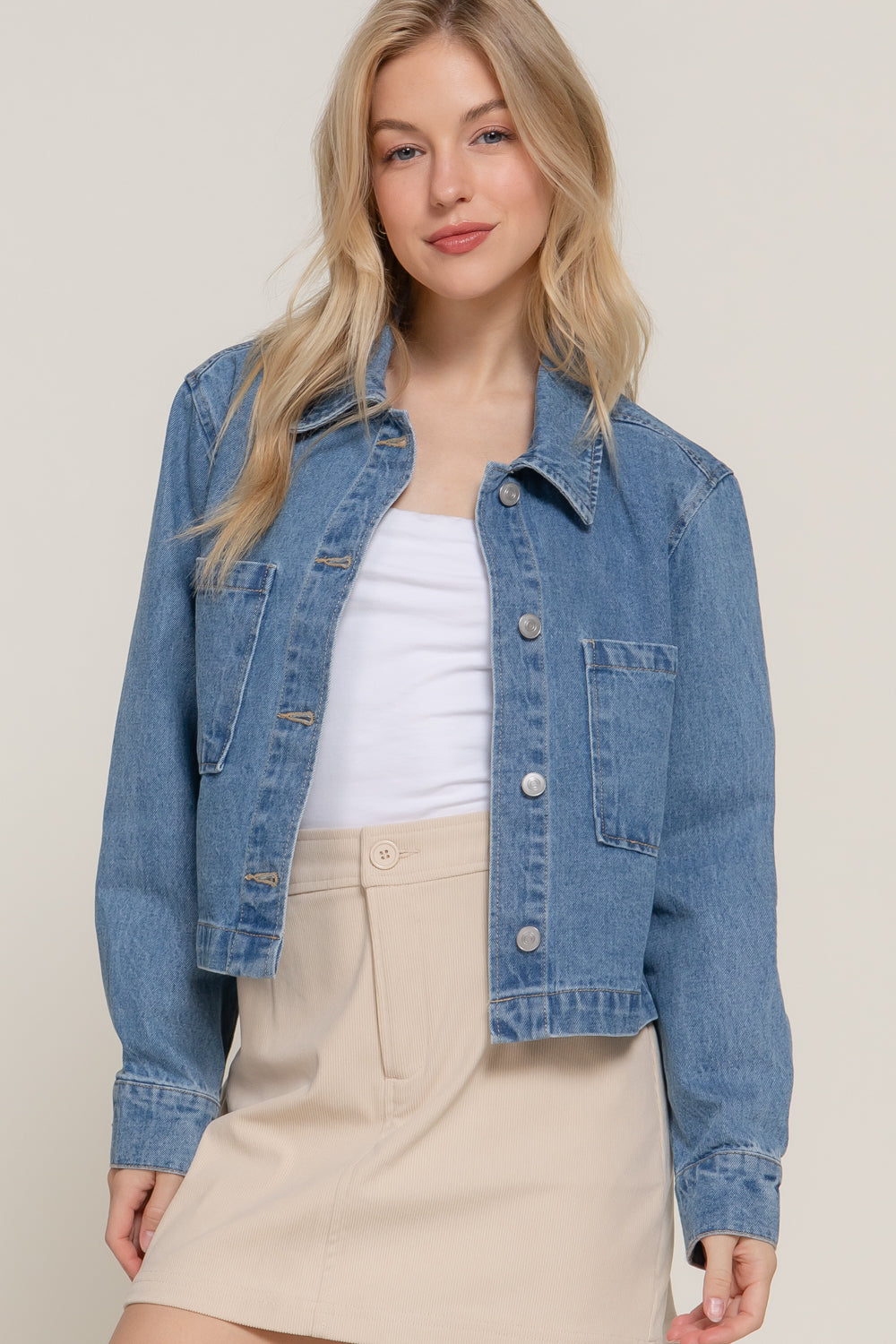 LONV SLV SHORT DENIM JACKET