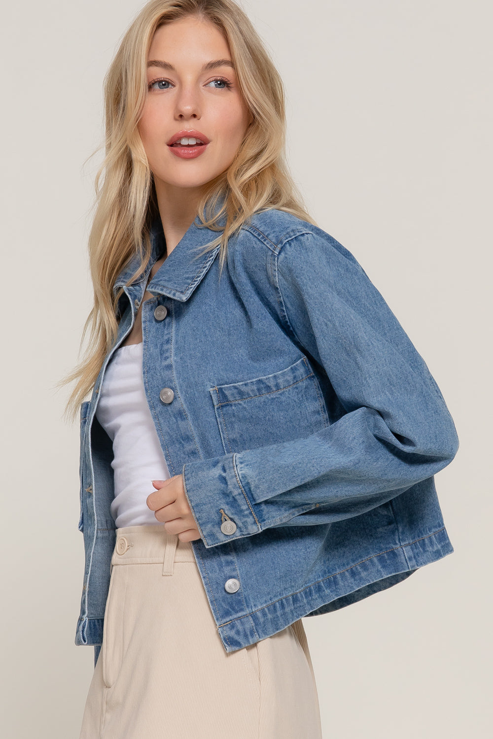 LONV SLV SHORT DENIM JACKET