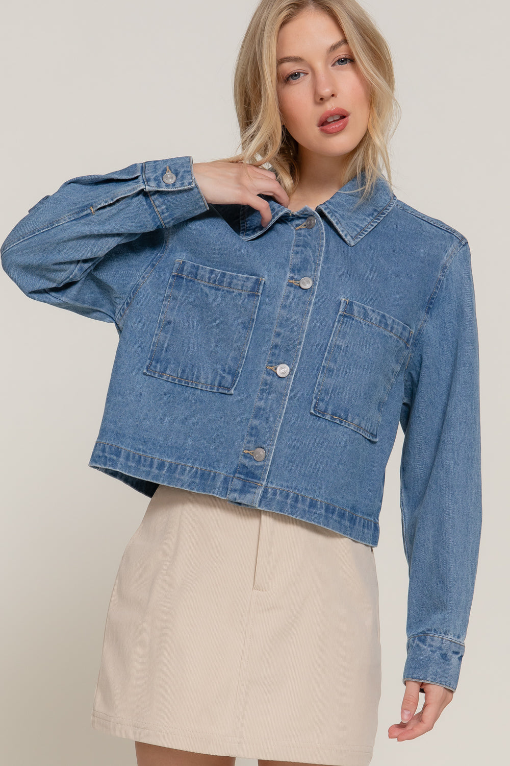 LONV SLV SHORT DENIM JACKET