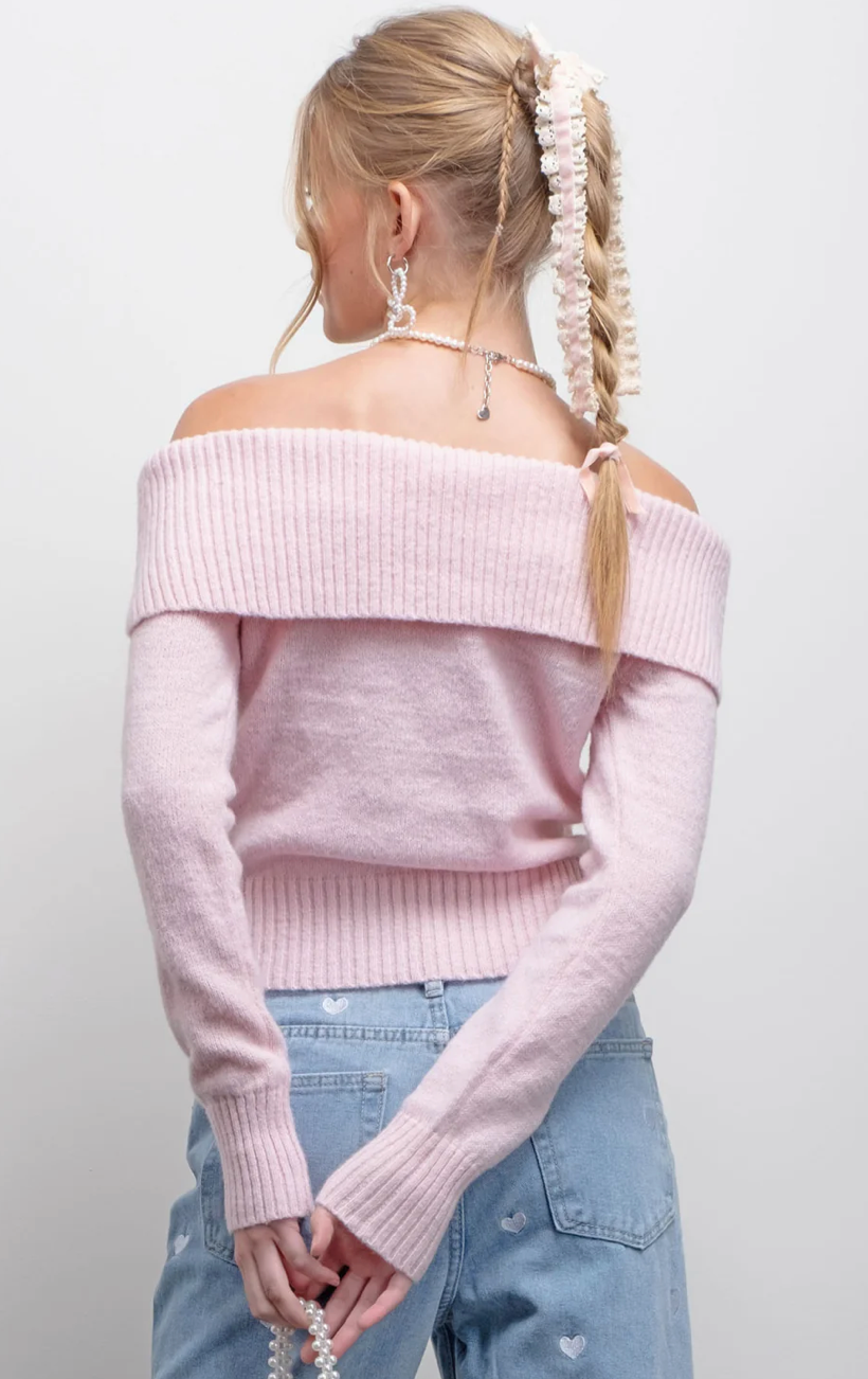 OFF THE SHOULDER KNIT PULLOVER SWEATER