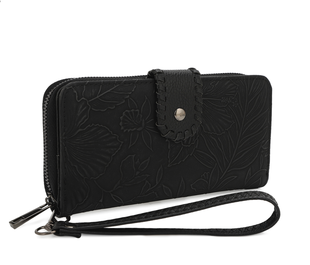 FLORAL EMBOSSED WRISLET WALLET